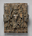 Plaque with Warrior and Attendants, Ìgùn Ẹ́rọ̀nwwọ̀n (brass-casting guild) artists, Brass, Edo