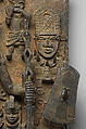 Plaque with Warrior and Attendants, Ìgùn Ẹ́rọ̀nwwọ̀n (brass-casting guild) artists, Brass, Edo