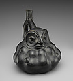 Stirrup Spout Bottle with Owl, Ceramic, Moche