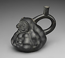 Stirrup Spout Bottle with Owl, Ceramic, Moche