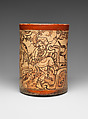 Vessel with mythological scene, Attributed to the Metropolitan Painter (active 7th–8th century CE), Ceramic, pigment, Maya
