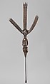 Ceremonial Bowstand with Female Figure, Luba artist, Wood, metal, beads, string, Luba peoples