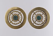 Earflare, Gold, turquoise, Lambayeque (Sicán)
