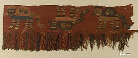 Embroidered Border Fragment, Cotton, camelid hair, Peruvian