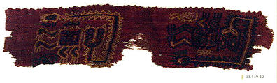 Embroidered Border Fragment, Camelid hair, cotton, Paracas