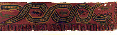 Embroidered Border Fragment, Camelid hair, cotton, Paracas