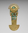 Ceremonial Knife (Tumi), Gold, turquoise, Lambayeque (Sicán)
