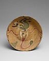 Rattle bowl with flying figure (Oculate Being), Paracas artist(s), Ceramic, post-fire paint, Paracas