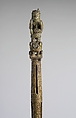 Ukhurhe (rattle staff) with Ọ́bà Ákẹ́nzùa I, Ìgùn Ẹ́rọ̀nwwọ̀n (brass-casting guild) artists, Brass, copper, iron, Edo peoples