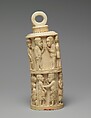 Receptacle with Figurative Relief and Stopper, Ivory, Kongo peoples; Vili group