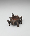 Spider Vessel, Steatite, red cinnabar, shell, Chumash