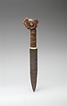 Knife, Wood, metal, abalone shell, ivory, Native-tanned skin, Tlingit