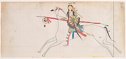Self-Portrait, Henderson Ledger Artist A  Southern Arapaho, Pencil, colored pencil, watercolor, and ink on paper, Southern Arapaho