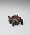 Spider Vessel, Steatite, red cinnabar, shell, Chumash