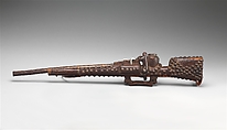 Pipe: Rifle, Wood, brass, leather, Chokwe peoples