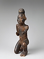 Power Figure (Nkisi): Kneeling Male, Kongo artist, Wood, cloth traces, applied organic matter, bone, resin, Kongo peoples