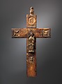 Cross with Saint Anthony of Padua, Kongo artist, Solid cast brass, lead-tin alloy sheet, wood, Kongo