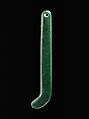 Curved Ear Ornament (Kapeu), Greenstone (nephrite), Maori people