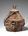 Mouse Divination Vessel, Ceramic, cloth, fiber, sacrificial materials, Baule peoples