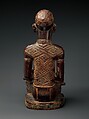 Figure: Seated Female Supporting Figure with Clasped Hands, Master of Kasadi, Wood, metal, glass, kaolin, pigment, Kongo peoples, Yombe group