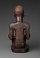 Figure: Seated Female Supporting Figure Clasping Her Breast, Master of Kasadi, Wood, glass, kaolin, Kongo peoples; Yombe group