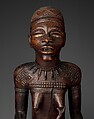 Figure: Seated Female Supporting Figure Clasping Her Breast, Master of Kasadi, Wood, glass, kaolin, Kongo peoples; Yombe group