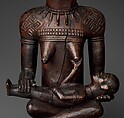 Figure: Seated Female Supporting Figure Clasping Her Breast, Master of Kasadi, Wood, glass, kaolin, Kongo peoples; Yombe group