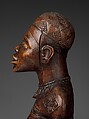 Figure: Seated Female Supporting Figure Clasping Her Breast, Master of Kasadi, Wood, glass, kaolin, Kongo peoples; Yombe group