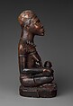 Figure: Seated Female Supporting Figure Clasping Her Breast, Master of Kasadi, Wood, glass, kaolin, Kongo peoples; Yombe group