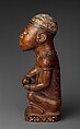 Figure: Seated Female Nursing Child, Master of the Boma-Vonde Region, Wood, kaolin, glass, Kongo peoples; Yombe group