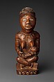 Figure: Seated Female Nursing Child, Master of the Boma-Vonde Region, Wood, kaolin, glass, Kongo peoples; Yombe group
