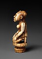 Staff Finial: Kneeling Female Figure, Ivory, Kongo peoples