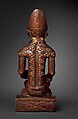 Figure: Seated Female Supporting Figure, Wood, metal, brass tacks, glass, Kongo peoples