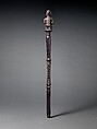 Staff: Finial with Female Figure Nursing Child, Wood, glass, metal tacks, Kongo peoples, Yombe group