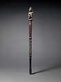 Staff: Finial with Female Figure Nursing Child, Wood, glass, metal tacks, Kongo peoples, Yombe group