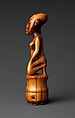 Staff Finial: Kneeling Female Figure, Master of Makaya-Vista, Ivory, Kongo peoples; Woyo group