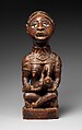 Figure: Seated Female Nursing Child, Wood, glass, metal, Kongo peoples; Yombe group