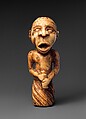 Staff Finial: Male Grasping Bottle, Ivory, Kongo peoples