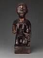 Figure: Kneeling Female Holding Vessel with Seated Male and Dog, Wood, Kongo peoples; Yombe group