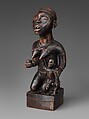 Figure: Kneeling Female Holding Vessel with Seated Male and Dog, Wood, Kongo peoples; Yombe group