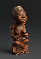 Figure: Seated Female Nursing Child, Master of the Boma-Vonde Region, Wood, kaolin, Kongo peoples; Yombe group