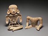 Teotihuacan-Style Hollow Figurine with Removable Chest Plate, Ceramic, pyrite, pigment, Escuintla