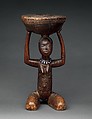 Royal Seat (Lupona): Female Caryatid, Luba artist, Wood, glass beads, Luba
