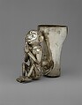 Double-chambered vessel with a monkey, Chimú artist(s), Silver, Chimú