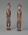 Pair of Diviner's Figures, Wood, pigment, beads, iron, Baule peoples