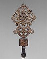 Mäsqälä qǝddase (liturgical cross), Ezra Ethiopian, Wood, tin