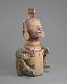 Deity Censer (Xantil), Ceramic, pigment, Eastern Nahua