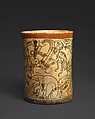 Vessel with mythological scene, Metropolitan Painter (active 7th–8th century CE), Ceramic, slip, Maya