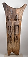 Dogon togu na support post with male and female figures, Mande blacksmith, Wood, metal, Dogon peoples