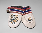 Pair of Mittens, Native-tanned skin, silk, Cree or Cree-Métis